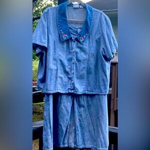 Denim Skirt and Top Strip Set